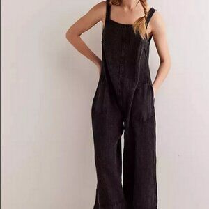 Free People Black Wide Leg Jumpsuit